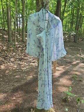 Light Blue Floral Maxi Dress with Tie Detail Kathy Roberts